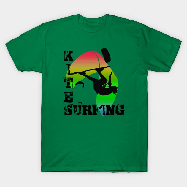 Kite Surfing WIth Freestyle Kitesurfer And Kite 8 T-Shirt by taiche